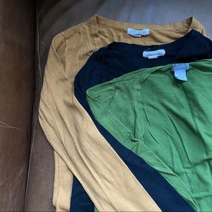 Lot of 3 women’s cardigans - mustard, black, green - forever 21 and delias